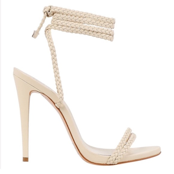 SCHUTZ Shoes - SCHUTZ Jada Braided Ankle Tie High Heel Sandals in Eggshell Sz 7